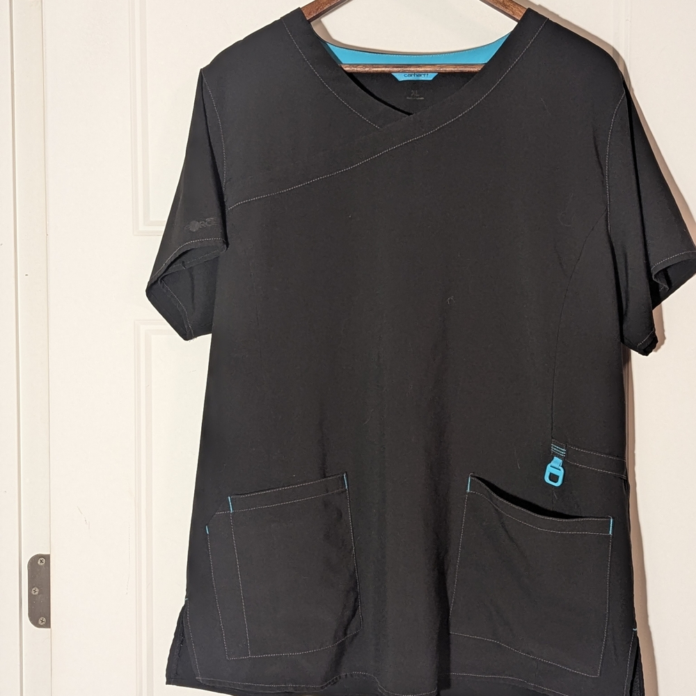 Carhartt Women's Black Force Rugged V- Neck Scrub Shirt. Size XL.